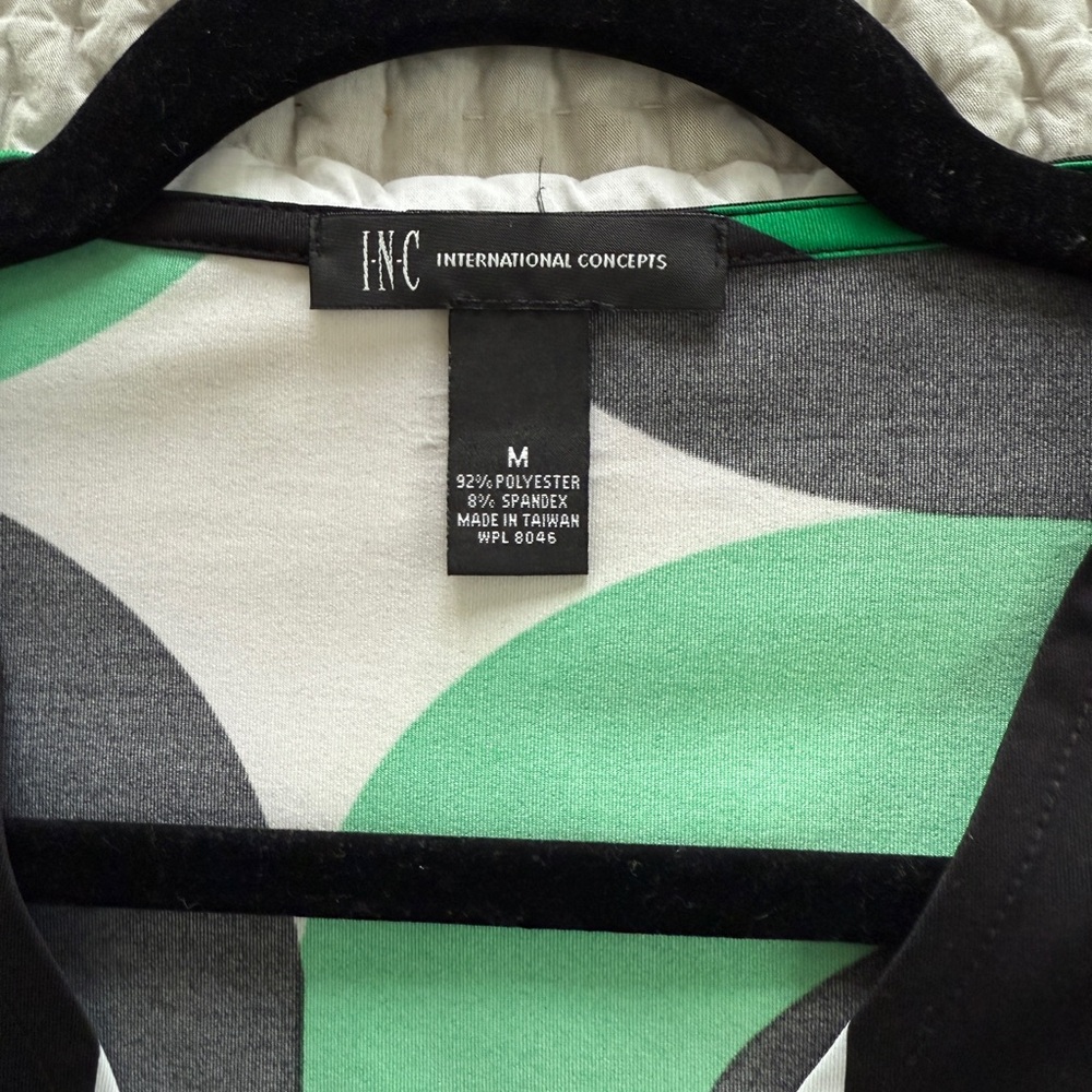 INC International Concepts Green and Black Patterned Dress, Size Medium - Picture 5 of 6